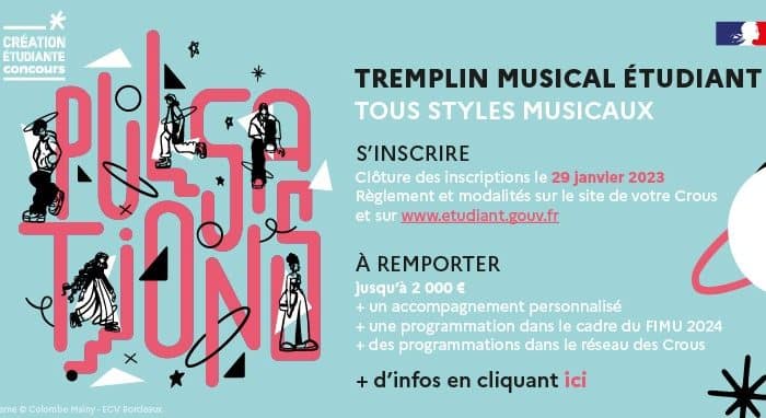 Participez aux concours et tremplins étudiants - Faites connaître vos talents ! 1 Visuel tremplins pulsations