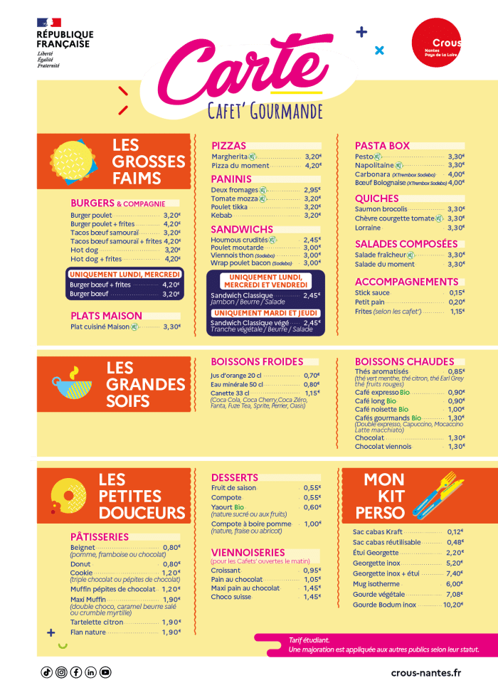 Carte Cafet gourmande 2025 2026