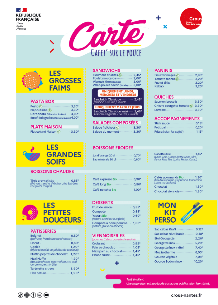 Carte Cafet sur le pouce 2025 2026