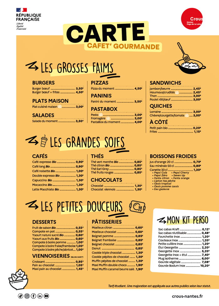 Carte cafet' gourmande 2026-2027