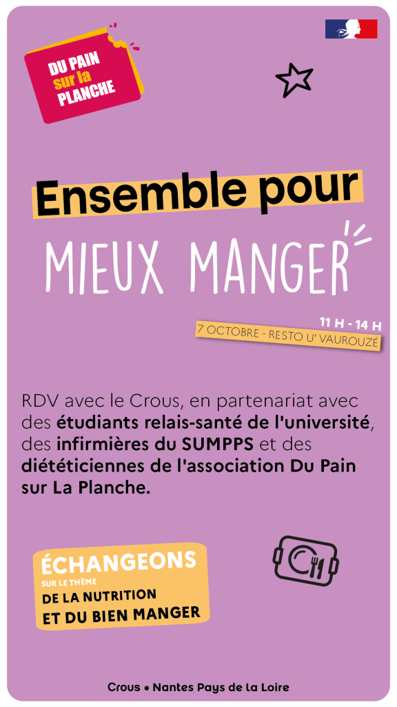 Affiche pour l'atelier Mieux manger ensemble au Resto U' Vaurouzé