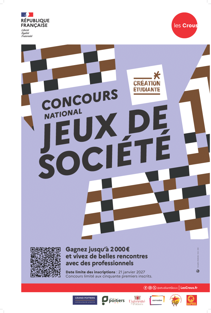 Affiche pour le concours national de jeux de société.