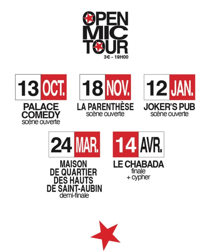 Affiche pour l'Open Mic Tour