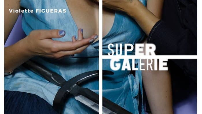 Affiche pour l'exposition L'Étreinte de Violette Figueras à la Super Galerie